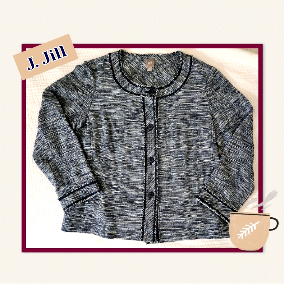 J. Jill Navy Blue Button Up Woven Jacket
